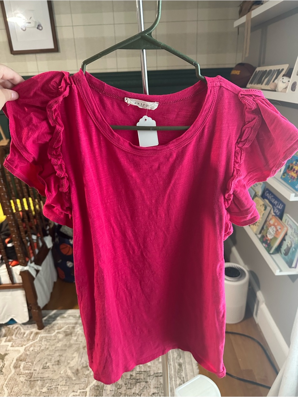 entro Hot Pink Ruffle Sleeve Tee